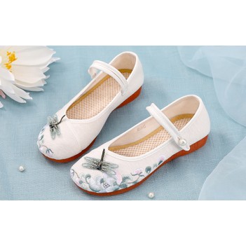 Chinese Style Women Cloth Shoes White