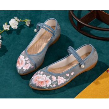 Chinese Style Women Embroidered shoes Blue