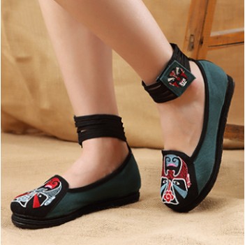Chinese Style Women Shoes Green