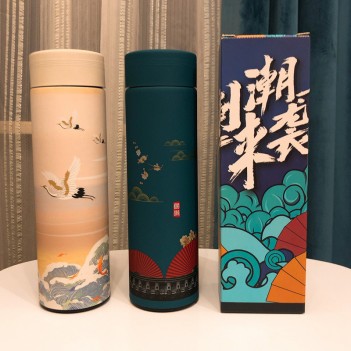 Chinese Classical Thermos Mug Stainless Steel Large Capacity Vacuum Flask 450ml