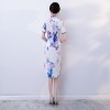 Cheongsam top knee length floral satin Chinese dress
