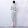 Cap Sleeve knee-length floral cheongsam Chinese dress