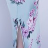 Cap sleeve mandarin collar printed floral full length qipao