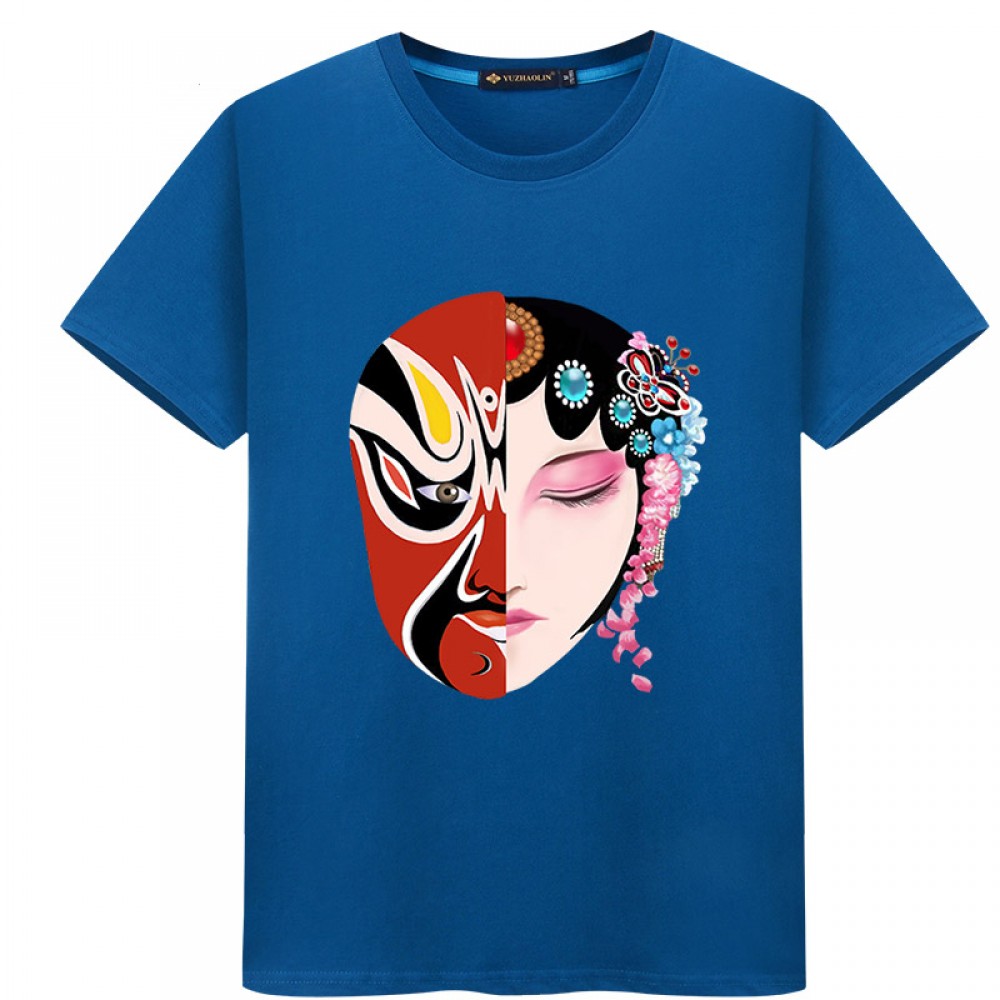 Chinese style Peking Opera T-Shirt Blue