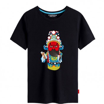 Guan Yu Peking Opera Chinese style creative Black T-shirt Unisex