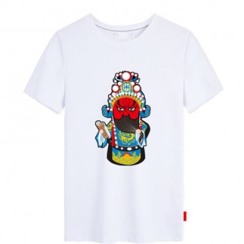 Guan Yu Peking Opera Chinese style creative White T-shirt Unisex