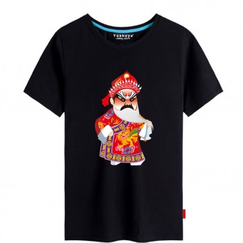 Lian Po Peking Opera Chinese style creative Black t-shirt Unisex