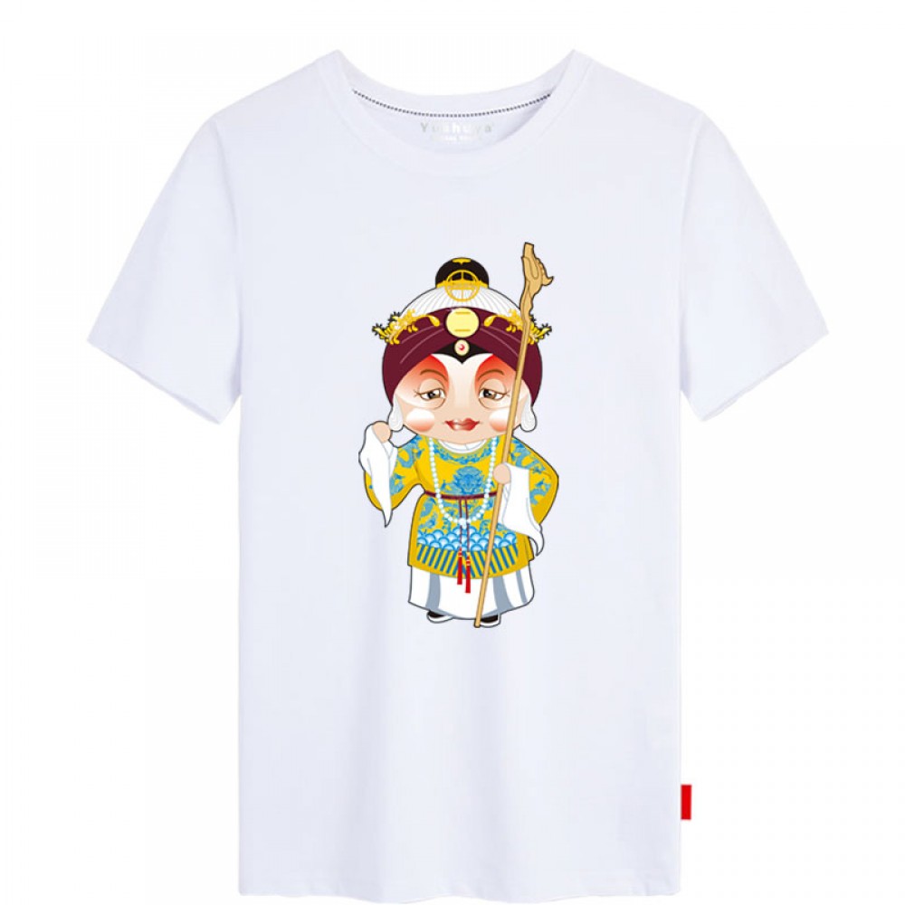 Se Tai Jun Peking Opera Chinese style creative White T-shirt Unisex