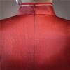 Knee length lotus pattern silk blend red cheongsam evening dress
