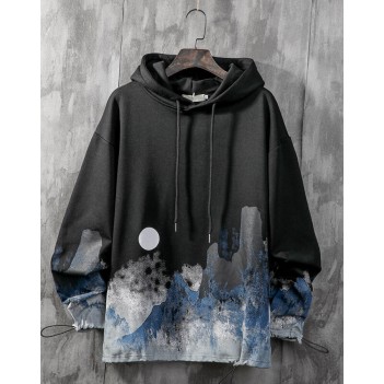 Chinese style ink couple sweater hooded black