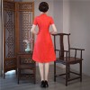Cheongsam top knee length dress with handmade drawing pattern