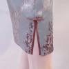 Cap sleeve mandarin collar pastel printed short qipao