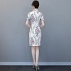 Knee length floral silk blend cheongsam Chinese dress