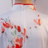 Multi color floral printed light pink mandarin collar dress