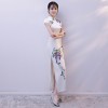 Tea length cheongsam floral Chinese dress