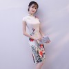 Knee length cheongsam Chinese dress with floral printed