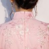 Cap sleeve mandarin collar pink lace qipao
