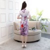 Purple flroal short Chinese dress