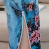 Blue floral short Chinese dress