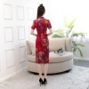 Cheongsam knee length red floral dress