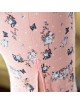 Short sleeve knee Length linen Cheongsam pink peach floral Chinese dress
