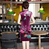 Cap sleeve mandarin collar short purple red Chinese summer dress
