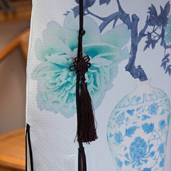 Short sleeve mandarin collar linen floral printed short qipao