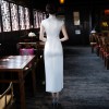 Cap sleeve tea length cheongsam Chinese dress with floral printed