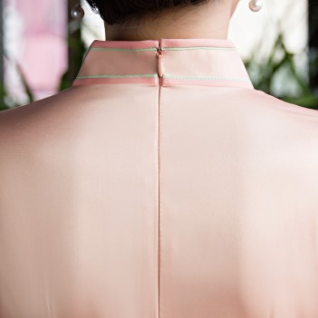 Full length cap sleeve floral silk blend Cheongsam evening dress