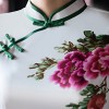 Pottery floral pinted white qipao