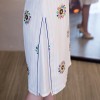 Mandarin collar knee length cheongsam floral Chinese dress