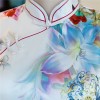 Multi color floral printed long mndarin collar dress