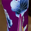 Cap sleeve tea length purple floral cheongsam Chinese dress