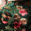 Floral embroidery short sleeve knee length green velvet cheongsam Chinese dress