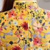 Half sleeve yellow floral printed knee length cheongsam Chinese dress