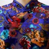 Cap sleeve mandarin collar dark blue short Chinese summer dress