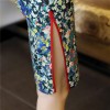 Knee length silk blend cheongsam floral Chinese dress