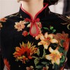 Floral embroidery half sleeve knee length velvet cheongsam Chinese dress
