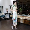 Spring floral printed long mandarin collar Chinese dress