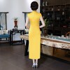 Cheongsam full length yellow floral Chinese dress