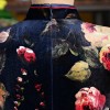 Key hole neck half sleeve floral velvet cheongsam Chinese dress