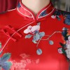 Half sleeve floral print tea length cheongsam Chinese dress