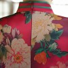Half sleeve floral print full length cheongsam Chinese dress