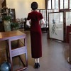 Floral print short sleeve velvet cheongsam Chinese dress