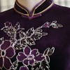 Floral print short sleeve velvet cheongsam Chinese dress