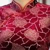 Red half sleeve floral velvet cheongsam Chinese dress