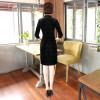 Black half sleeve knee length cheongsam Chinese dress
