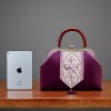 Retro velvet bag antique bag Phoenix embroidery tassel bag purple handbag large capacity bag