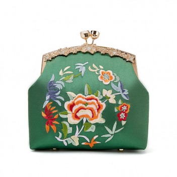 Retro bag embroidery bag Chinese style female bag messenger bag single shoulder gold bag flower cluster bag