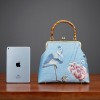 Bamboo bag retro style handmade bag handbag white crane peony embroidery female bag send mother bag